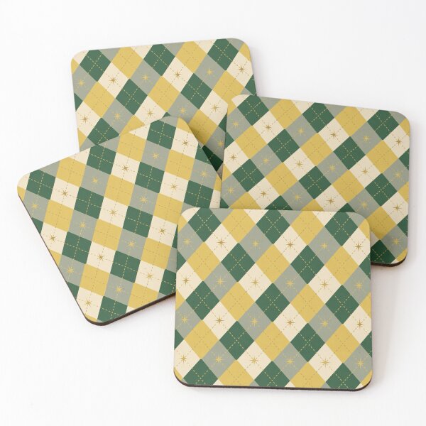 Item preview, Mid Century Modern Argyle Pattern | Retro Green & Mustard Geometric Design designed and sold by Vileprint.