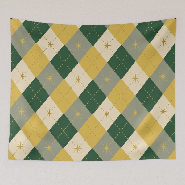Item preview, Mid Century Modern Argyle Pattern | Retro Green & Mustard Geometric Design designed and sold by Vileprint.