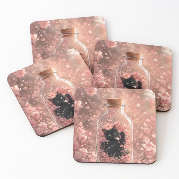 Item preview, Black Cat in Cherry Blossom Bottle designed and sold by Rohan132.