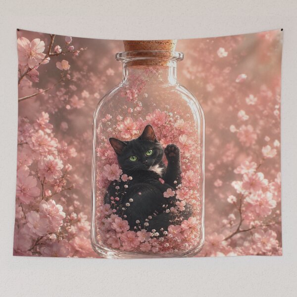 Item preview, Black Cat in Cherry Blossom Bottle designed and sold by Rohan132.