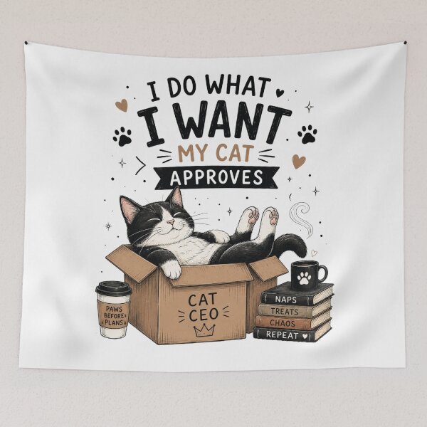 Item preview, I Do What I Want My Cat Approves | Funny Cat Owner T-Shirt designed and sold by DMQ-Designs.