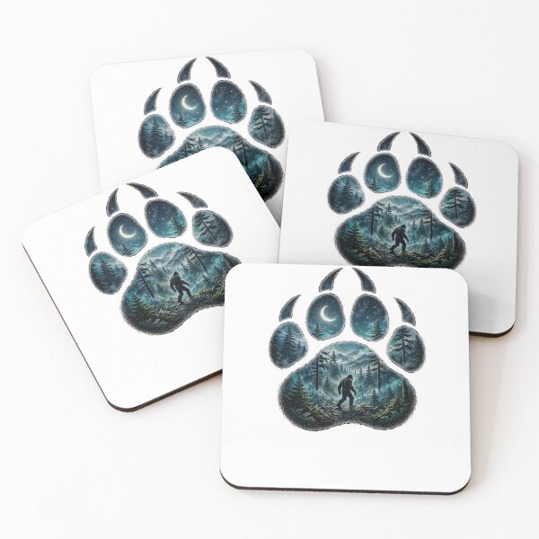 Item preview, Bigfoot Paw Print - Sasquatch Walking In Mystical Forest At Night designed and sold by Neurospicy Trolls.