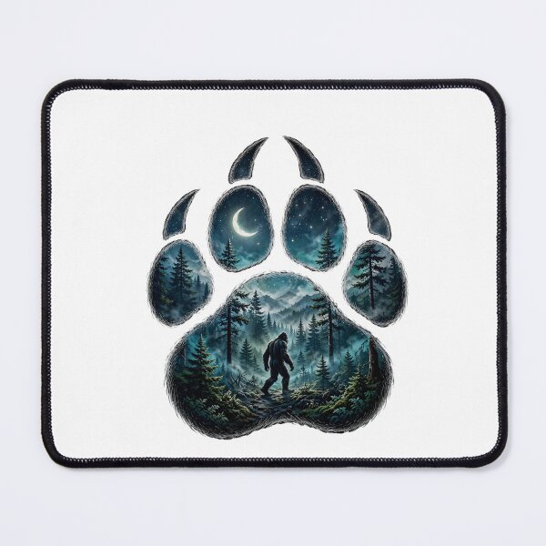 Item preview, Bigfoot Paw Print - Sasquatch Walking In Mystical Forest At Night designed and sold by Neurospicy Trolls.