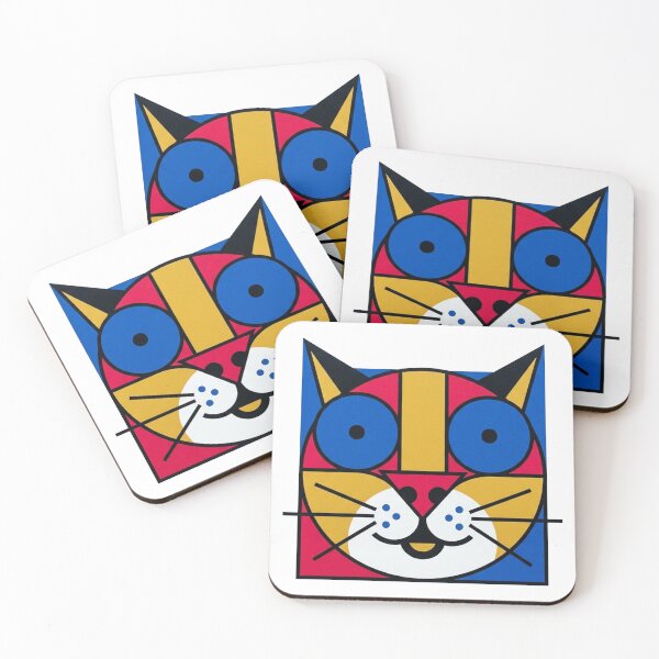 Item preview, Bauhaus Abstract Cat Face – Mid-Century Geometric Art designed and sold by CatstheticShop1.