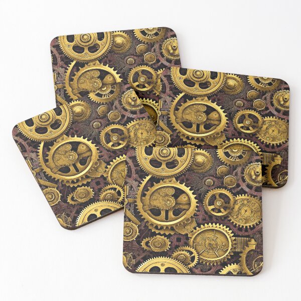 Item preview, Steampunk Machinery Gears Pattern In Golden-Brass Hues  designed and sold by DEC02.