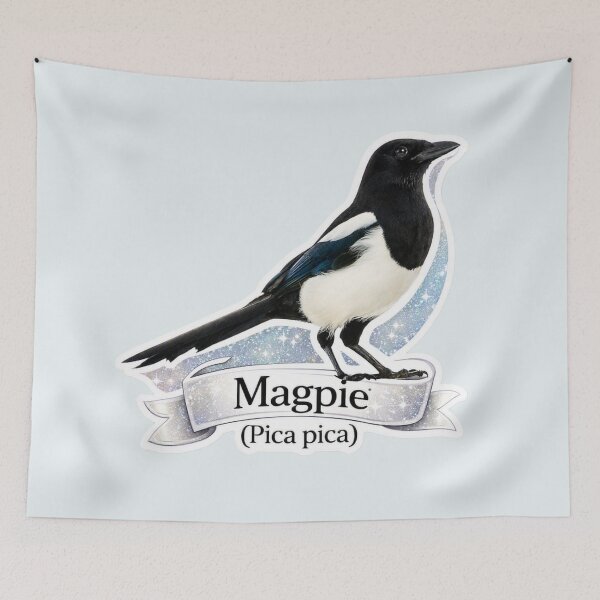 Item preview, Magpie – Field Guide Style Bird Illustration for Nature Lovers & Forest School designed and sold by The Digital Compass.
