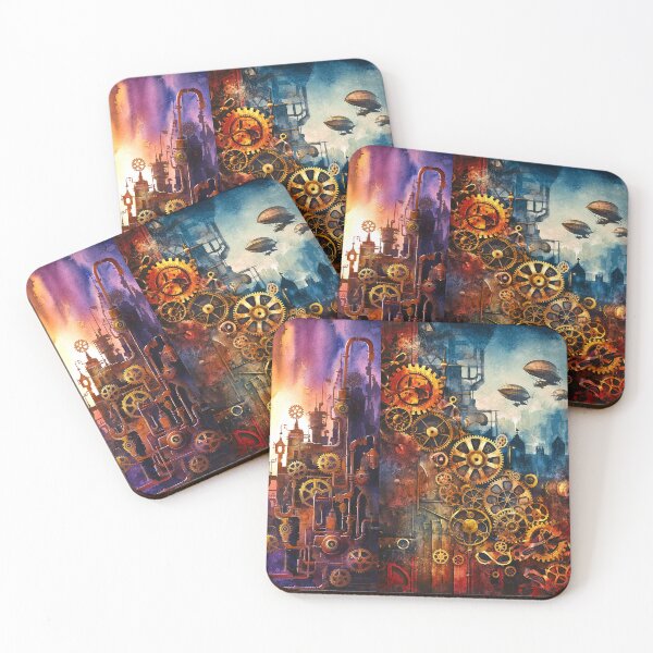 Item preview, Steampunk Retro-Futuristic City In Bold, Edgy Colors designed and sold by DEC02.