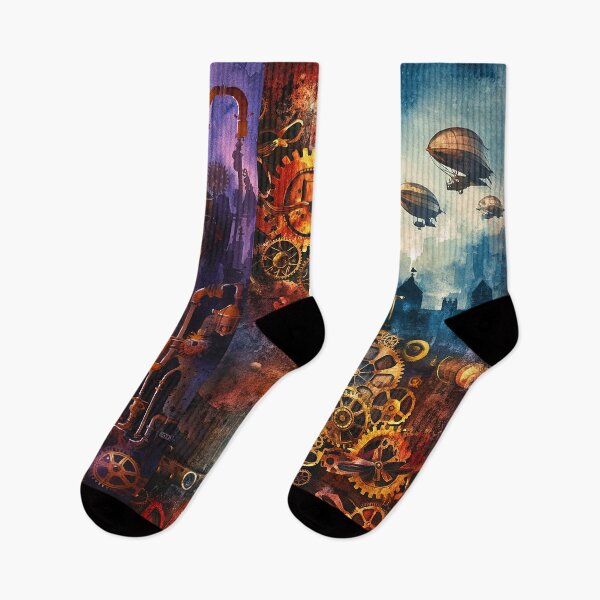 Item preview, Steampunk Retro-Futuristic City In Bold, Edgy Colors designed and sold by DEC02.