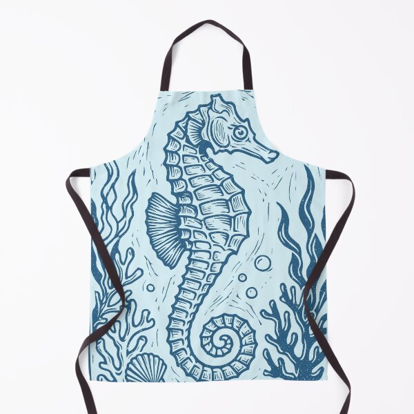 Item preview, Linocut Seahorse Vintage Coastal Folk Art Nautical designed and sold by Y-Vibes.