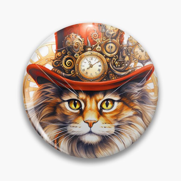 Item preview, Steampunk Christmas Cat With Red Hat, Clocks, Gears designed and sold by DEC02.
