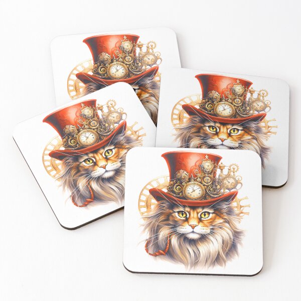 Item preview, Steampunk Christmas Cat With Red Hat, Clocks, Gears designed and sold by DEC02.