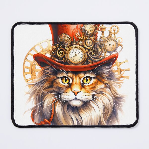 Item preview, Steampunk Christmas Cat With Red Hat, Clocks, Gears designed and sold by DEC02.