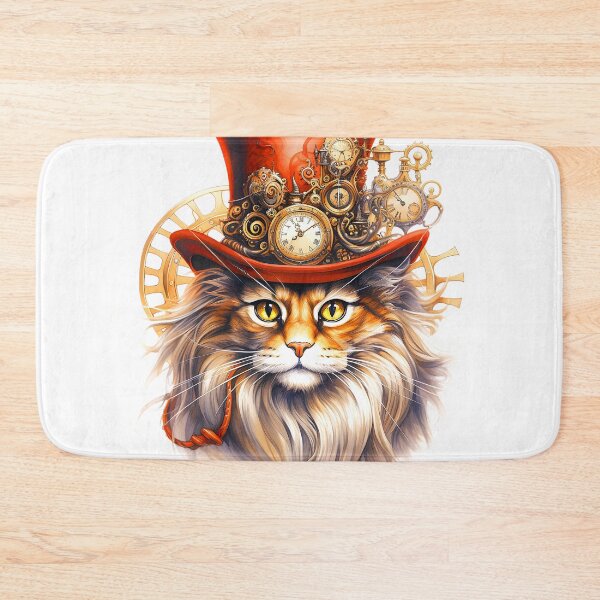 Item preview, Steampunk Christmas Cat With Red Hat, Clocks, Gears designed and sold by DEC02.