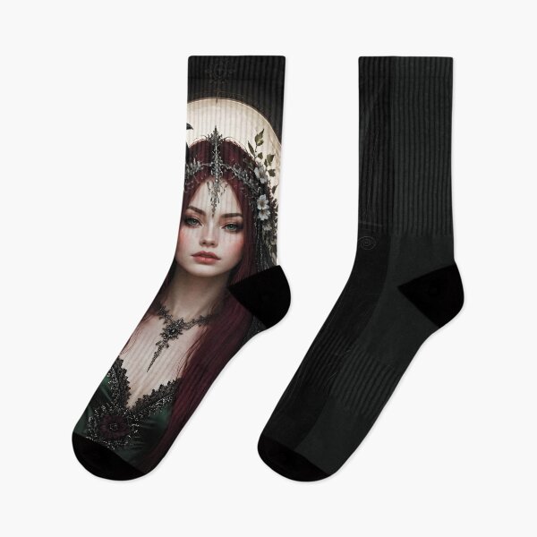 Item preview, Mystical Gothic Portrait of a Woman with Raven and Flowers 2 designed and sold by Lucia Amaris Art.