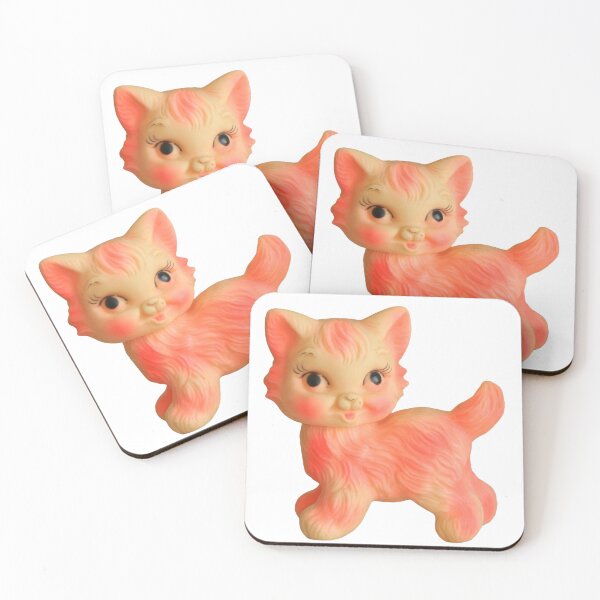 Item preview, Vintage Pink Kitten | Retro Kitsch Rubber Cat | Nostalgic Toy Illustration designed and sold by LoLife.