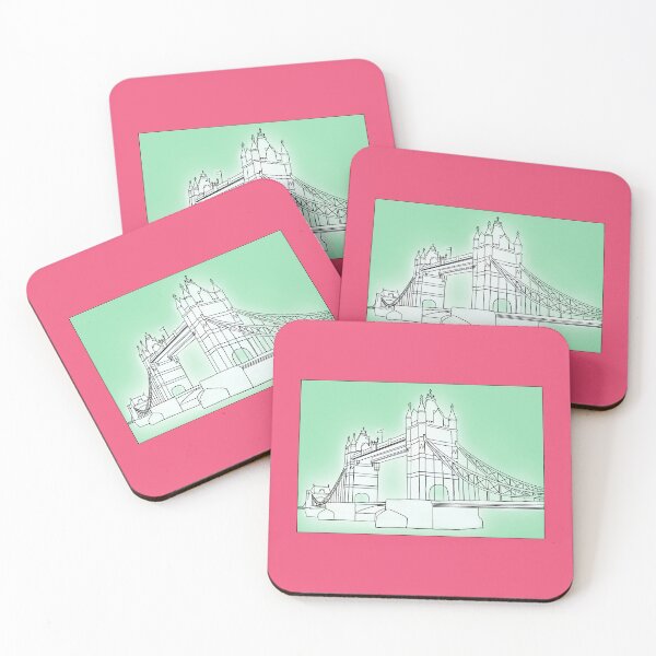 Artikelvorschau, Tower Bridge – Rosa & Türkis entworfen und verkauft von rodwelldesigns.