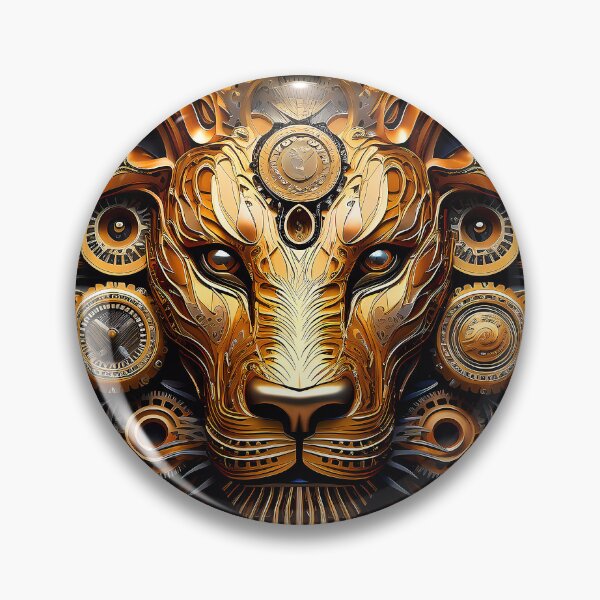 Item preview, Steampunk Lion Majestic Golden And Coppery Hues Face designed and sold by DEC02.