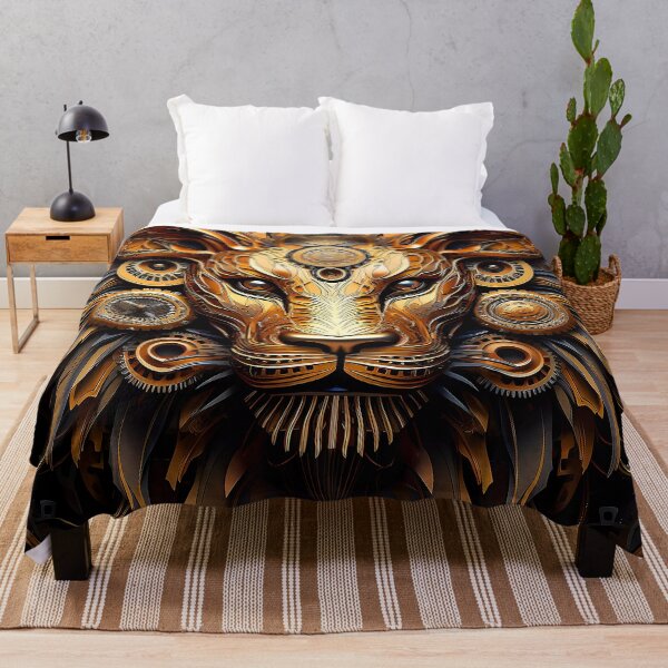 Item preview, Steampunk Lion Majestic Golden And Coppery Hues Face designed and sold by DEC02.