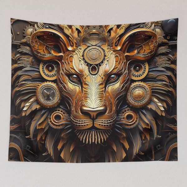 Item preview, Steampunk Lion Majestic Golden And Coppery Hues Face designed and sold by DEC02.
