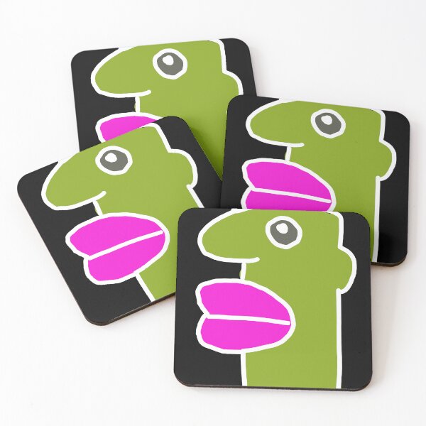 Item preview, Funny Green Cartoon Character with Big Pink Lips designed and sold by louiisa33.