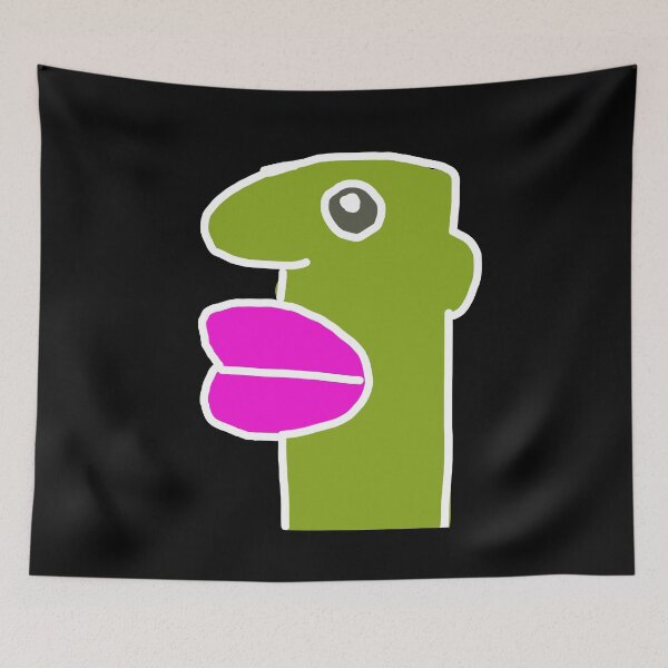 Item preview, Funny Green Cartoon Character with Big Pink Lips designed and sold by louiisa33.