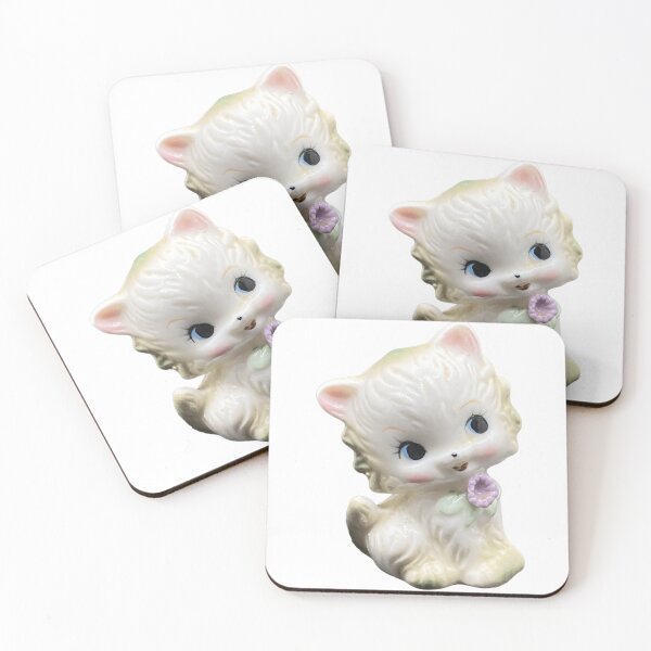 Item preview, Vintage White Kitten | Retro Ceramic Cat | Mid-Century Kitsch Illustration designed and sold by LoLife.