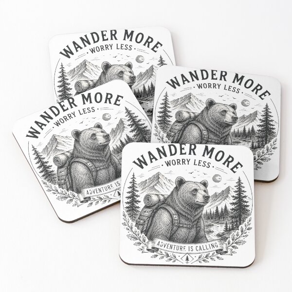Item preview, Wander More Worry Less | Adventure Bear Hiking Vintage T-Shirt designed and sold by DMQ-Designs.
