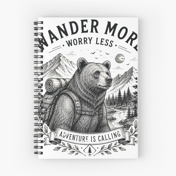 Item preview, Wander More Worry Less | Adventure Bear Hiking Vintage T-Shirt designed and sold by DMQ-Designs.