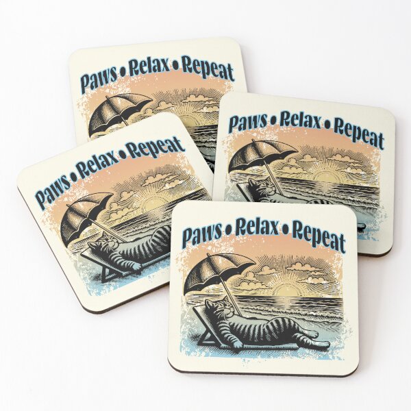 Item preview, Paws Relax Repeat Funny Beach Cat Sunset Summer Vacation Design designed and sold by Sachie's Studio.