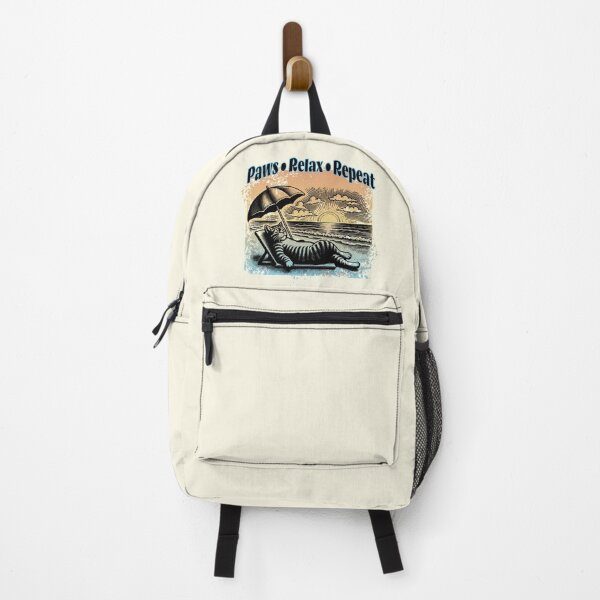 Item preview, Paws Relax Repeat Funny Beach Cat Sunset Summer Vacation Design designed and sold by Sachie's Studio.