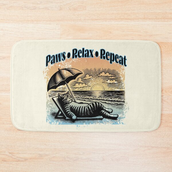 Item preview, Paws Relax Repeat Funny Beach Cat Sunset Summer Vacation Design designed and sold by Sachie's Studio.