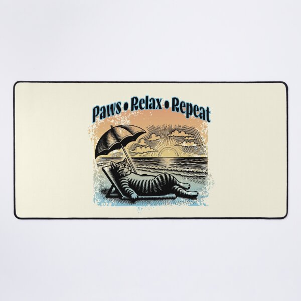 Item preview, Paws Relax Repeat Funny Beach Cat Sunset Summer Vacation Design designed and sold by Sachie's Studio.