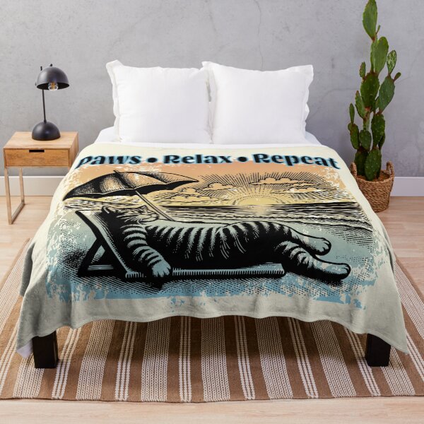 Item preview, Paws Relax Repeat Funny Beach Cat Sunset Summer Vacation Design designed and sold by Sachie's Studio.