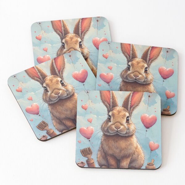 Item preview, Adorable bunny with heart-shaped balloons in the sky designed and sold by Mianku | Für das Leben.