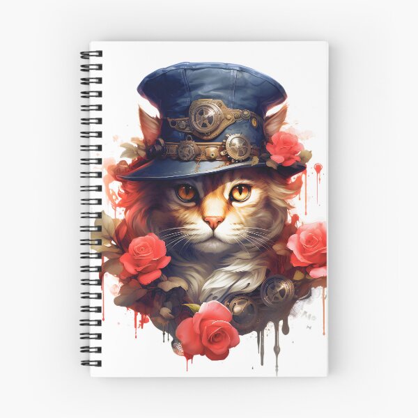 Item preview, Steampunk Cat With Blue Hat, Gears And Roses designed and sold by DEC02.