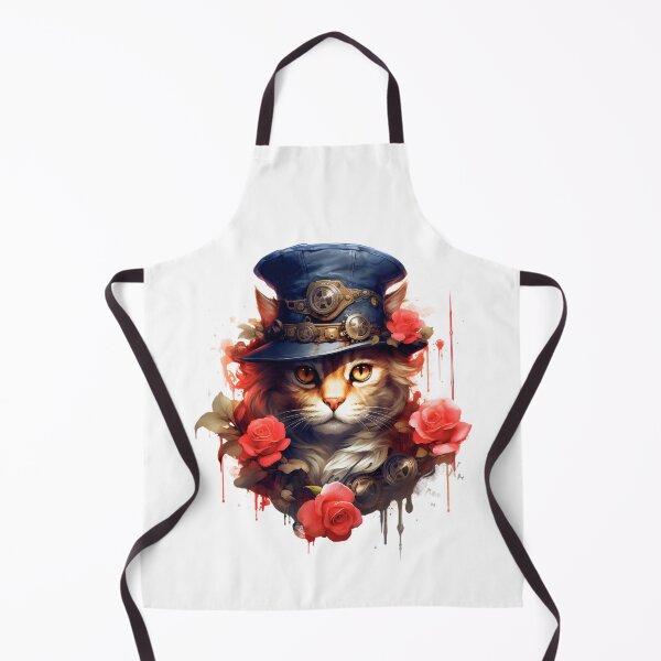 Item preview, Steampunk Cat With Blue Hat, Gears And Roses designed and sold by DEC02.