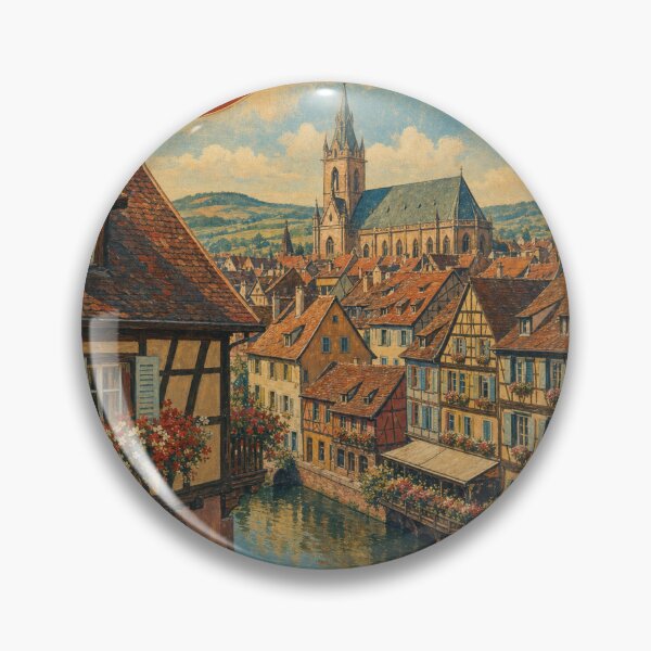 Artikelvorschau, Colmar Frankreich Reisesouvenir - Retro-Illustration entworfen und verkauft von VisualArtsOasis.