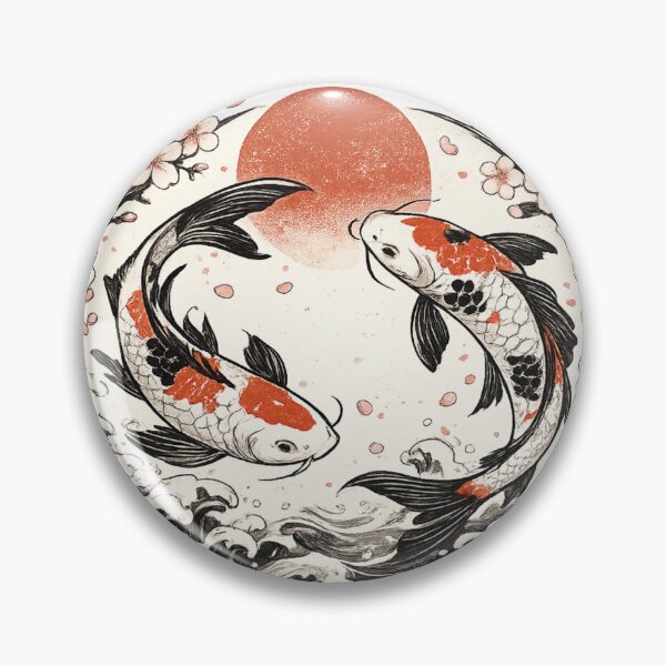 Item preview, Japanese Koi Fish Circle | Minimalist Sakura Wave Art | Vintage Japanese Aesthetic T-Shirt Sticker designed and sold by Trendykunnu.