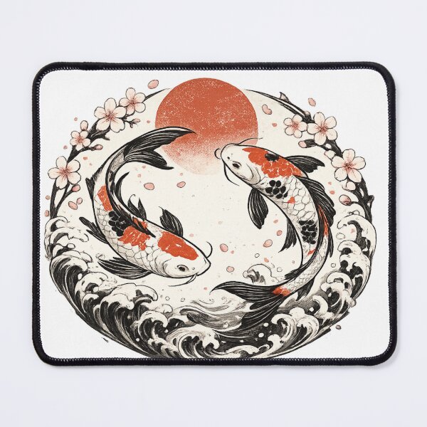 Item preview, Japanese Koi Fish Circle | Minimalist Sakura Wave Art | Vintage Japanese Aesthetic T-Shirt Sticker designed and sold by Trendykunnu.