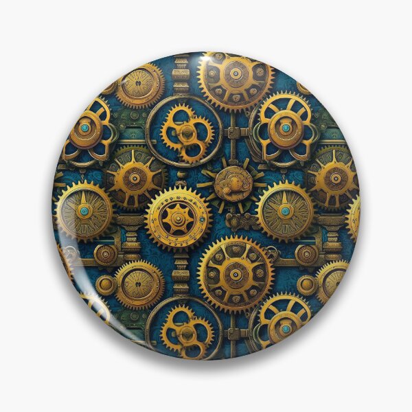 Item preview, Steampunk Machinery Designs Teal Blue And Golden Pattern designed and sold by DEC02.
