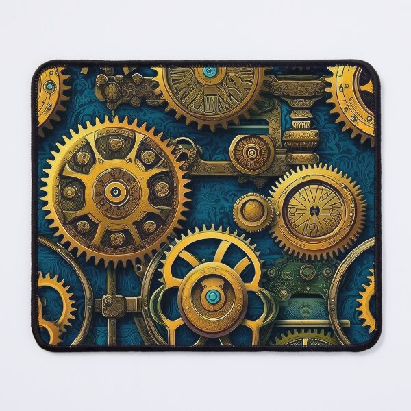 Item preview, Steampunk Machinery Designs Teal Blue And Golden Pattern designed and sold by DEC02.