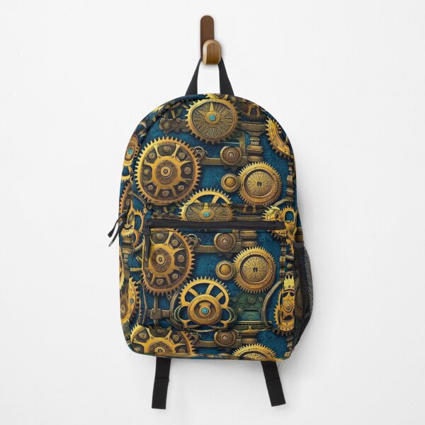 Item preview, Steampunk Machinery Designs Teal Blue And Golden Pattern designed and sold by DEC02.