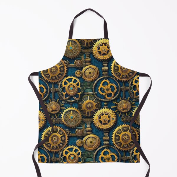 Item preview, Steampunk Machinery Designs Teal Blue And Golden Pattern designed and sold by DEC02.