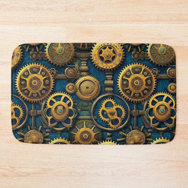 Item preview, Steampunk Machinery Designs Teal Blue And Golden Pattern designed and sold by DEC02.