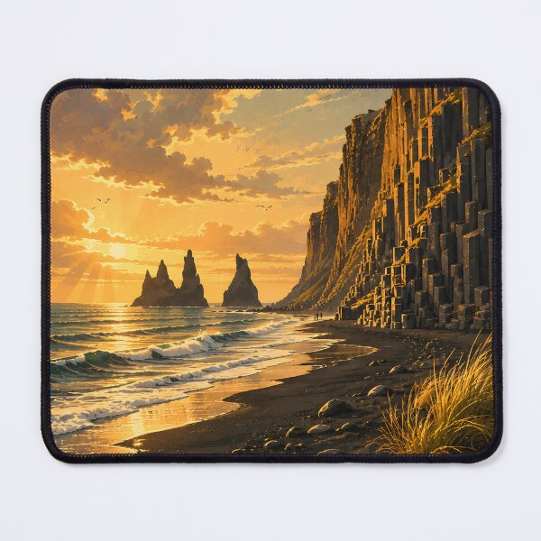Item preview, Black Sand Beach Iceland Vintage Travel Poster | Reynisfjara Coastal Wall Art designed and sold by bauschberts.