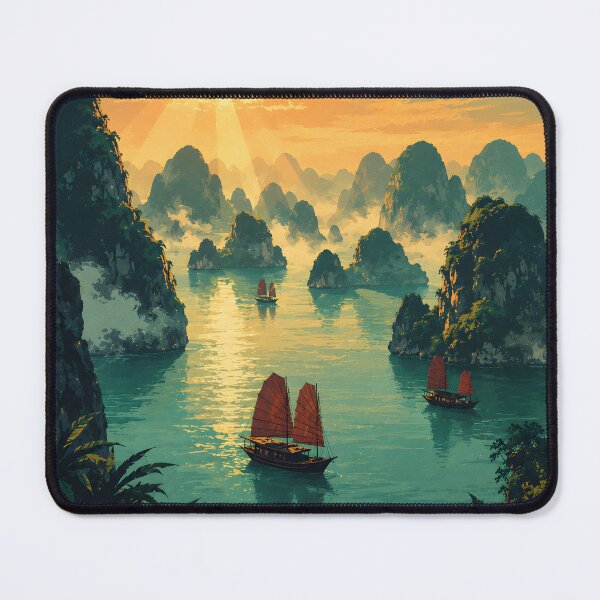 Item preview, Ha Long Bay Vietnam Vintage Travel Poster | Emerald Bay Retro Wall Art designed and sold by bauschberts.