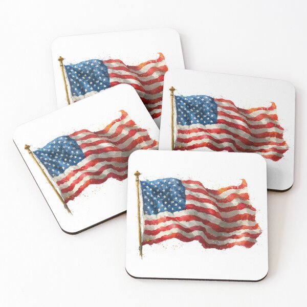 Item preview, Watercolor American Flag Waving in Wind designed and sold by RossignolStudio.