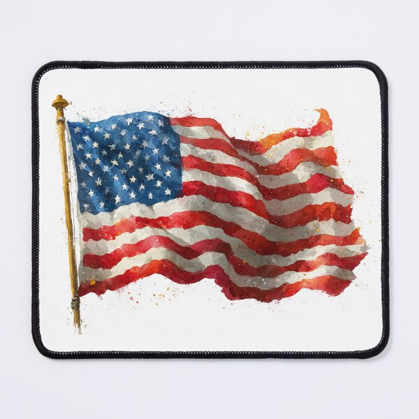 Item preview, Watercolor American Flag Waving in Wind designed and sold by RossignolStudio.