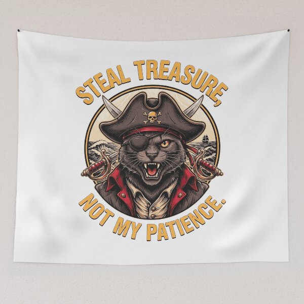 Item preview, Angry Pirate Cat Vintage – Fierce Black Cat Buccaneer Retro Design designed and sold by Mahilis.