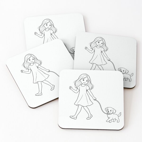 Item preview, Cute Girl Walking Dog designed and sold by ArtisticHeart21.